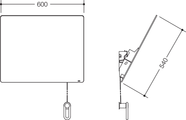 HEWI Kippspiegel „Serie 801“ 60 × 54 cm in Felsgrau