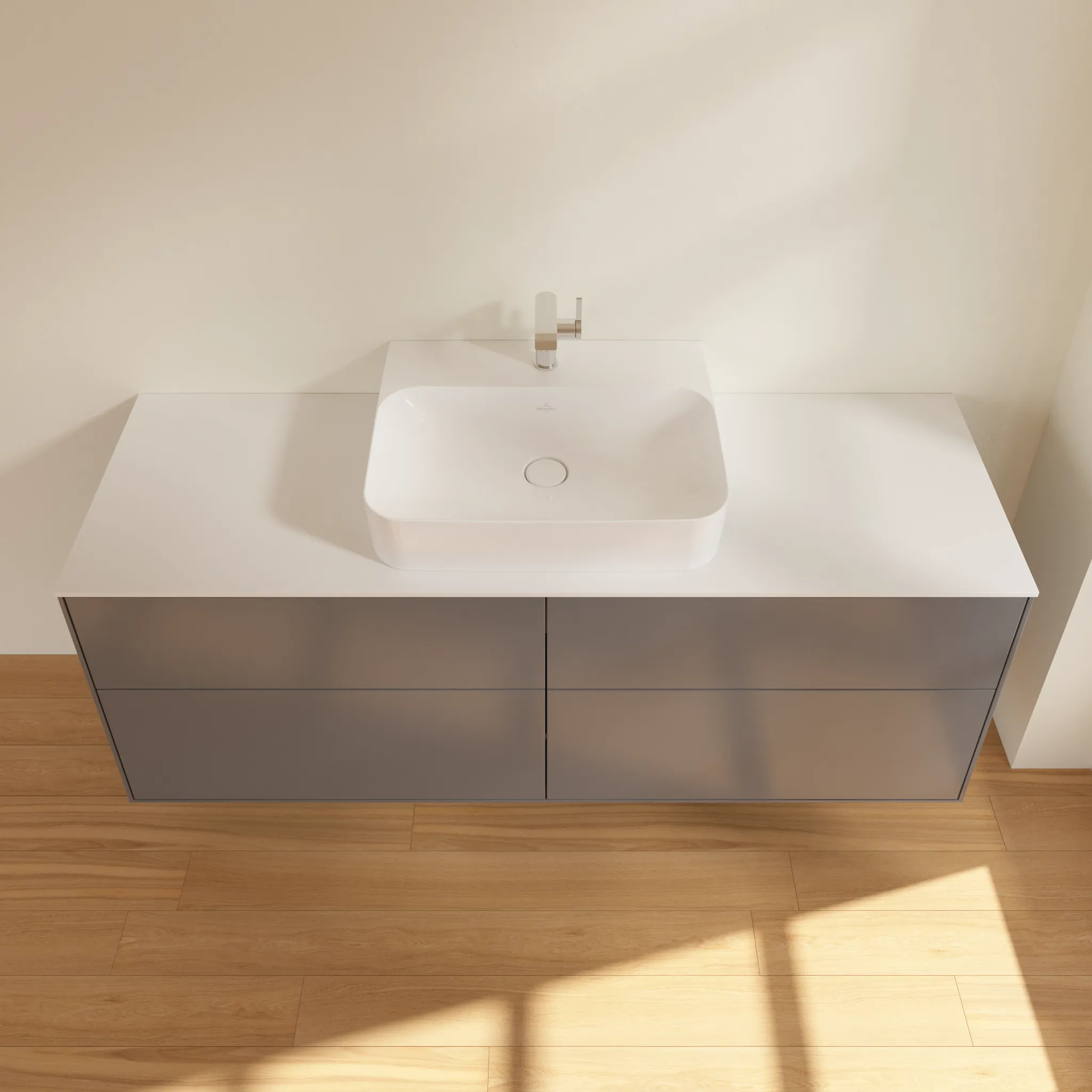 Villeroy & Boch Waschtischunterschrank „Finion“ für Schrankwaschtisch 1600 × 603 × 501 mm Anthracite Matt Lacquer, für Becken mittig