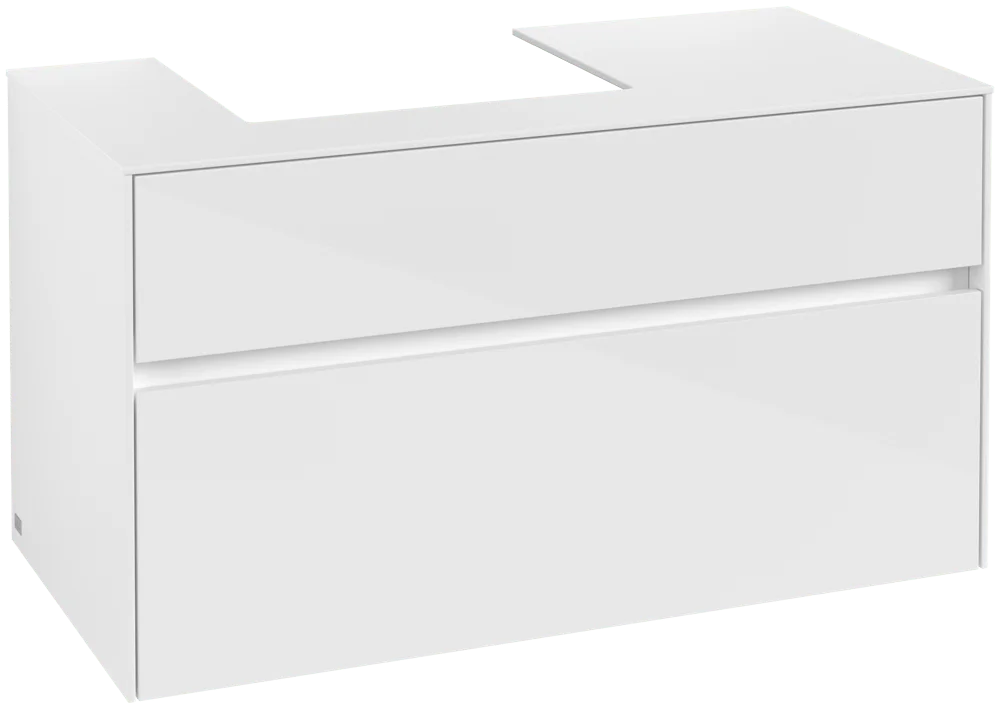 Villeroy & Boch Waschbeckenunterschrank Collaro C01400, Eckig Glossy White, 1000x548x500mm, 2 Auszüge mit SoftClosing, 1 Waschbecken links