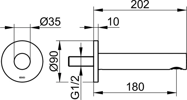 IXMO 59545030101 Wanneneinlauf DN15 rund Ausladung 180 mm Bronze gebürstet