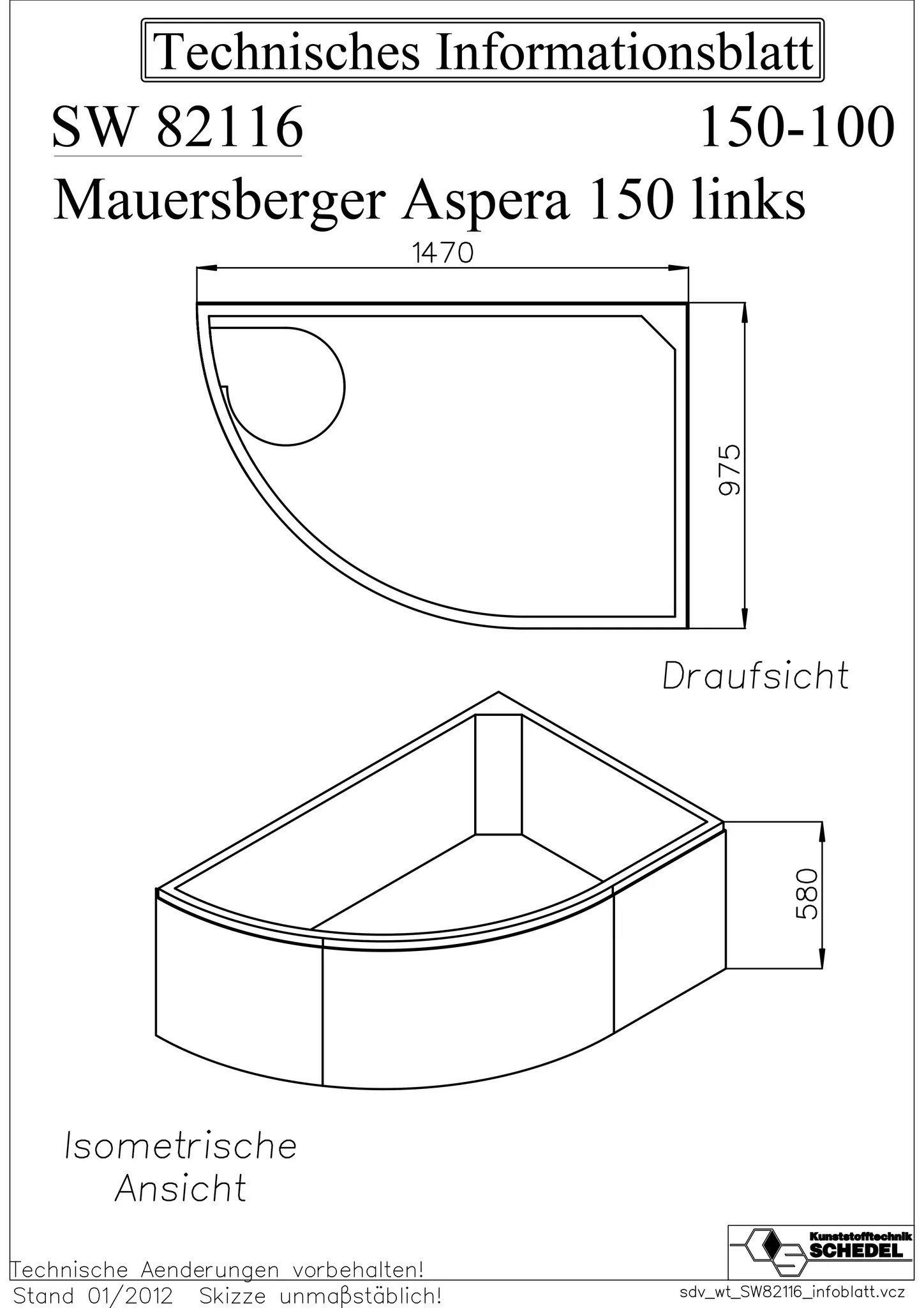 Mauersberger aspera Styroporträger Badewannen Zubehör links, 1470x975x580