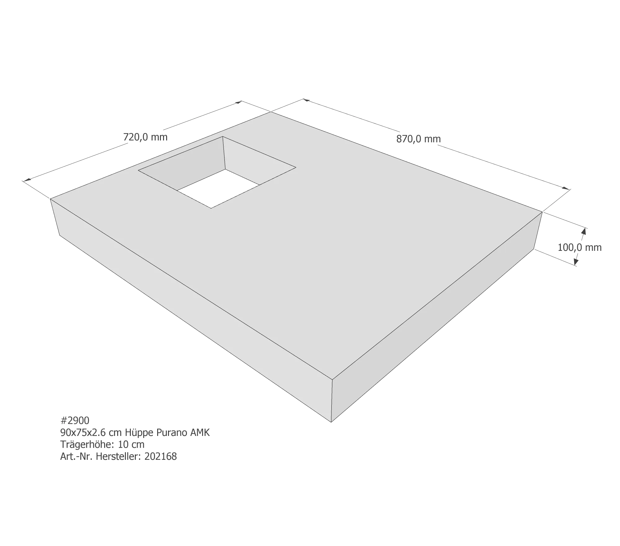 Duschwannenträger für Hüppe Purano 90 × 75 × 2,6 cm Duschwannenträger für Hüppe Purano 90 × 75 × 2,6 cm