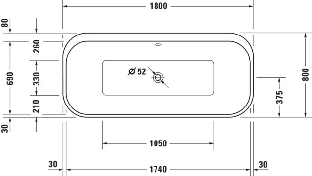 Duravit Whirlwanne „Happy D.2 Plus“ freistehend rechteck 180 × 80 cm