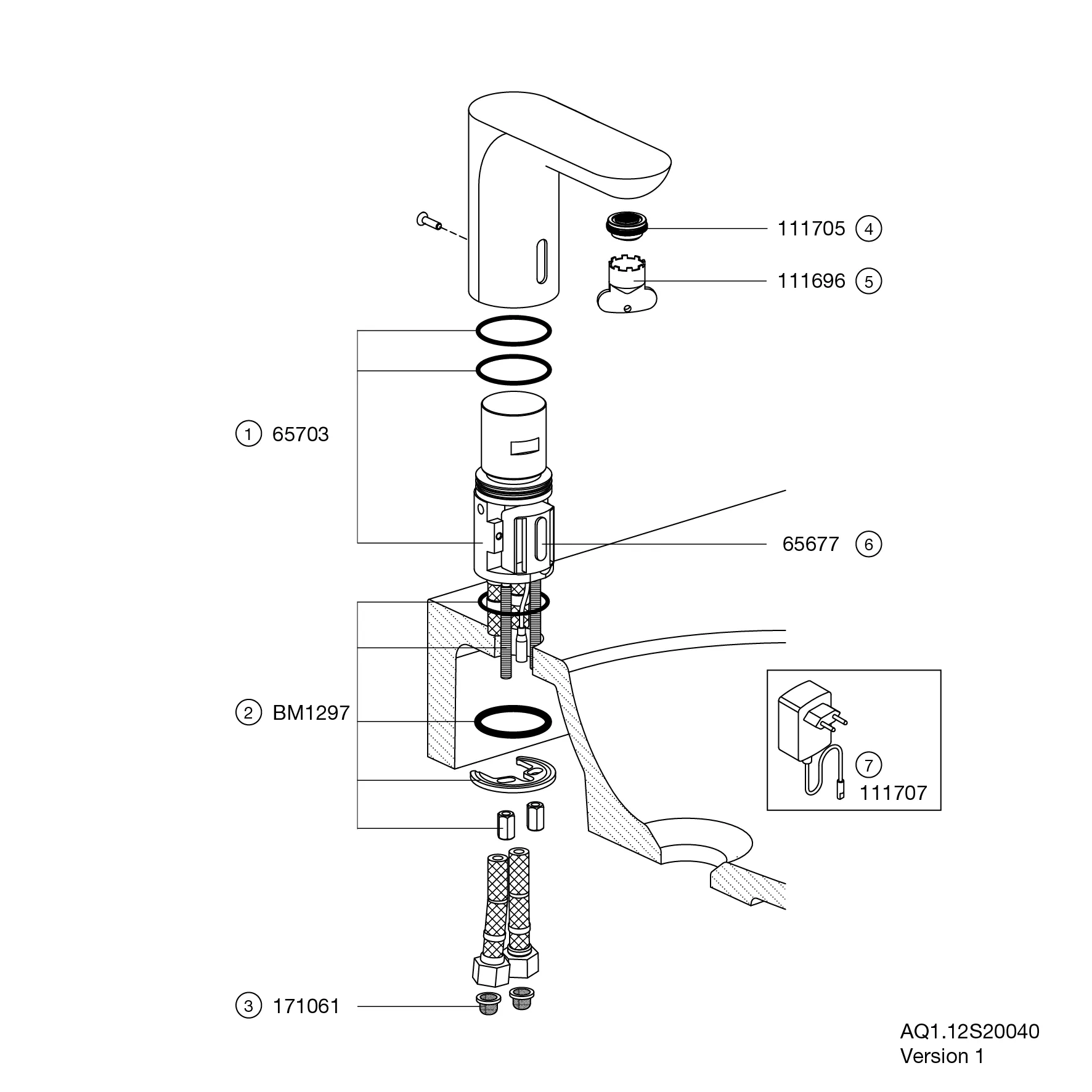 SENSORIC Waschtischarmatur elektr., verchromt, rund, Netzbetrieb SENSORIC Waschtischarmatur elektr., verchromt, rund, Netzbetrieb