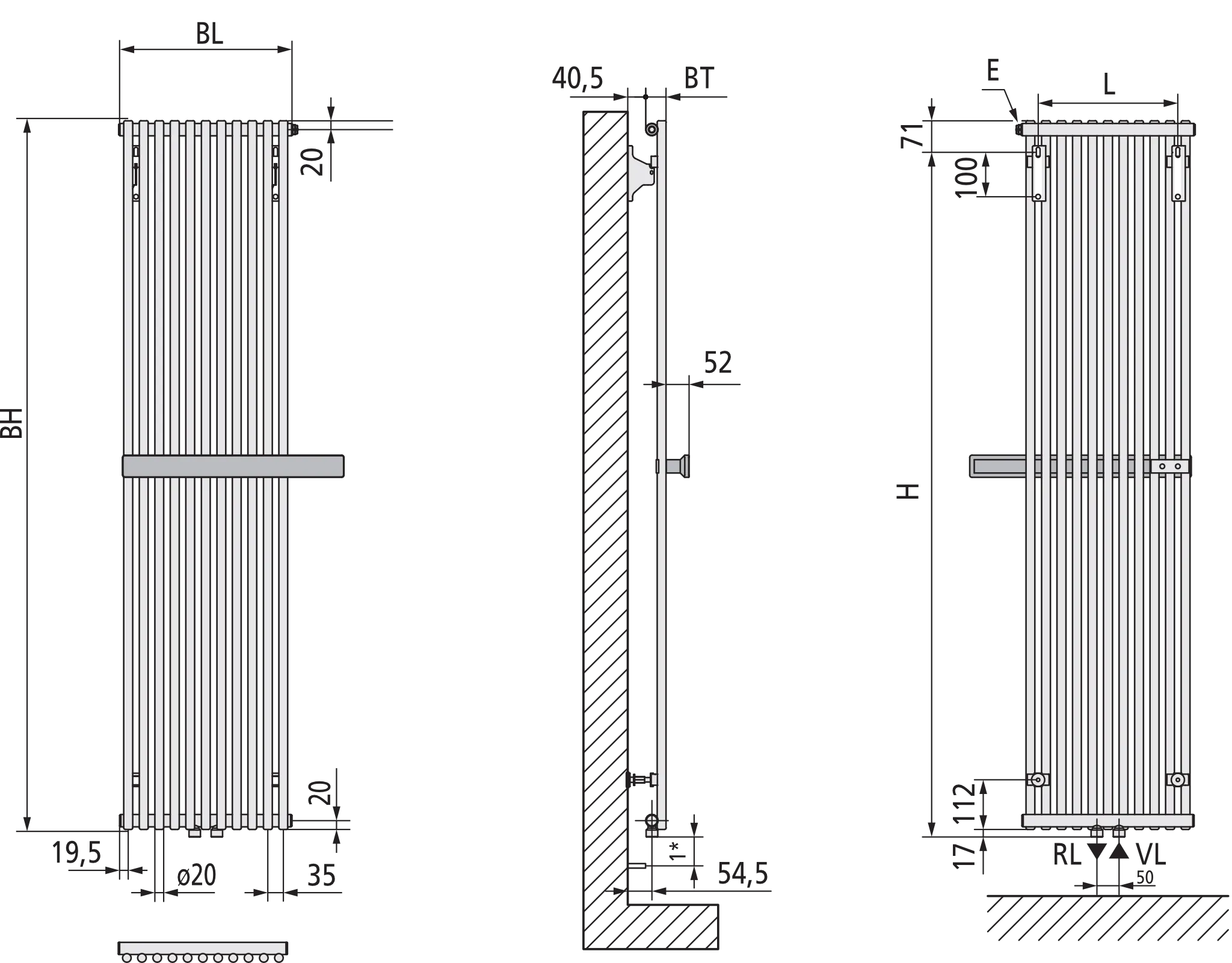 Kermi Design-Heizkörper „Pio® plus“ 25 × 160 cm in Weiß