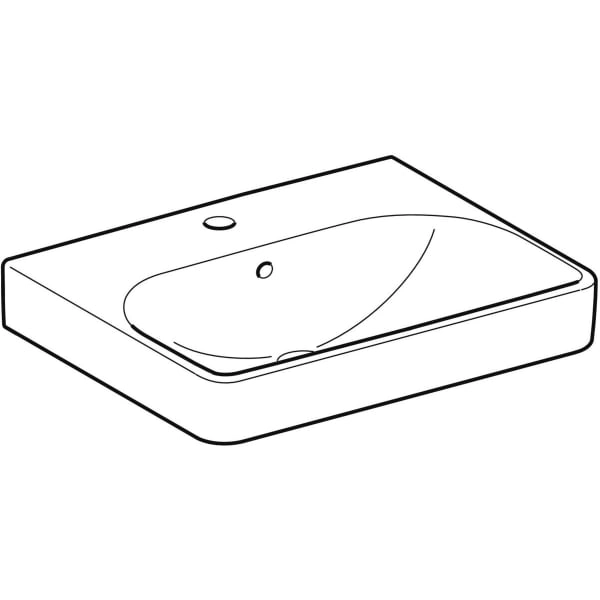 Wandwaschtisch „Smyle Square“, rechteckig, mit Überlauf, Hahnlochposition mittig 55 × 44 cm