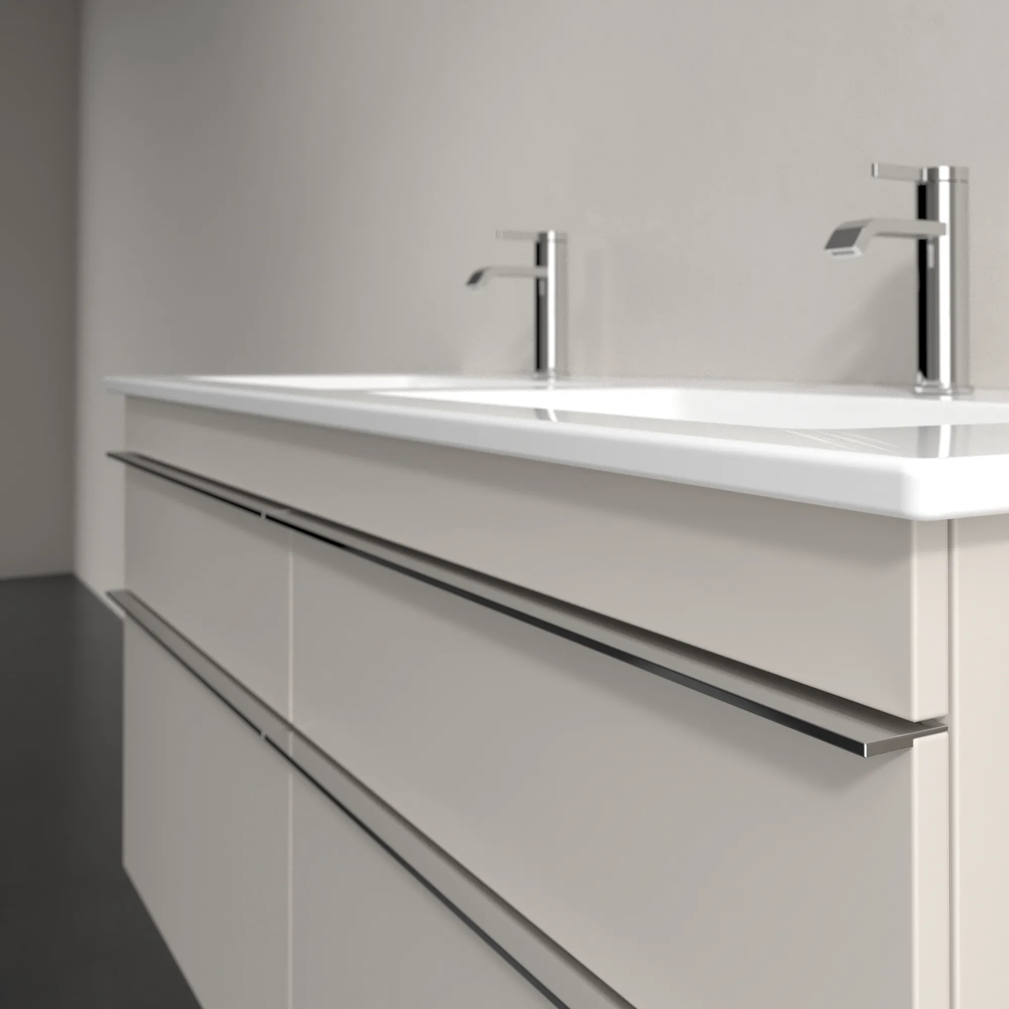 Villeroy & Boch Waschtischunterschrank „Venticello“ für Schrank-Doppelwaschtisch 1253 × 590 × 502 mm Cashmere Grey, für links und rechts Villeroy & Boch Waschtischunterschrank „Venticello“ für Schrank-Doppelwaschtisch 1253 × 590 × 502 mm Cashmere Grey, für links und rechts