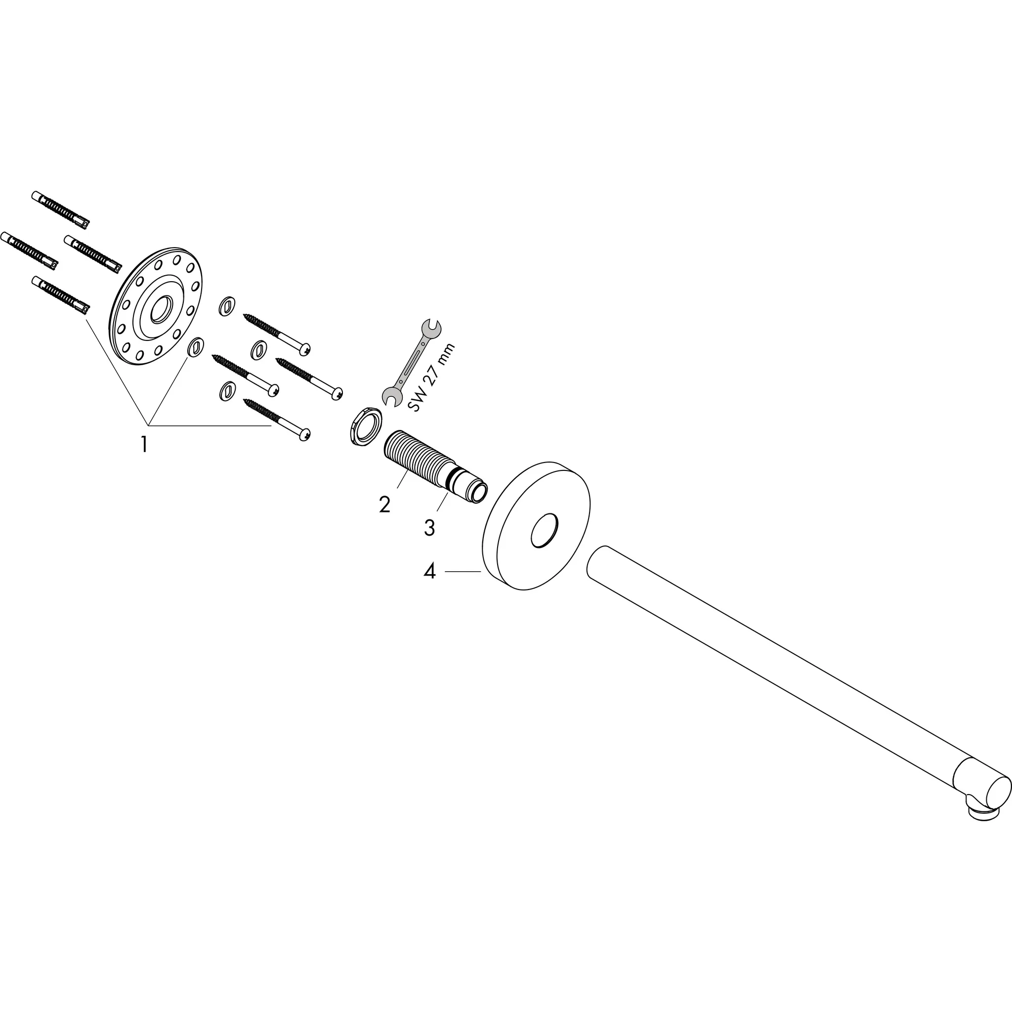 Hansgrohe AXOR ShowerSolutions Brausearm 390 mm, Chrom Hansgrohe AXOR ShowerSolutions Brausearm 390 mm, Chrom