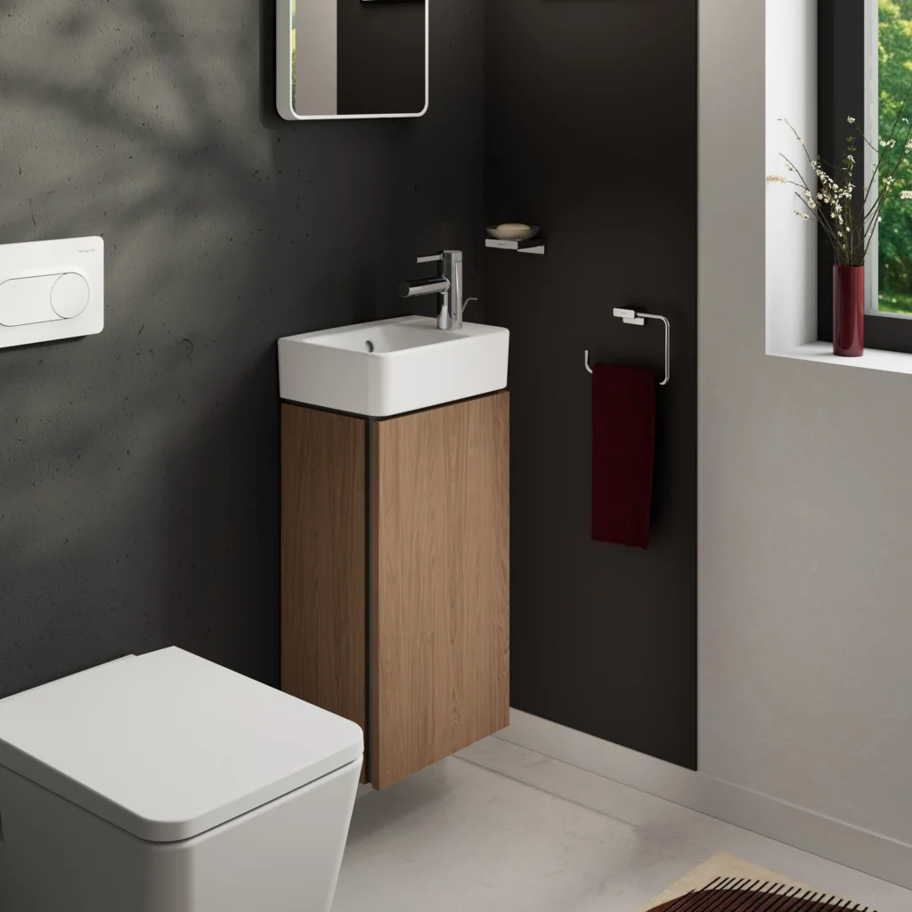 Hansgrohe Handwaschbecken Xanuia Q, weiß, 360x250 mm, wandhängend mit Hahnloch und Überlauf, SmartClean-Glasur, glänzend
