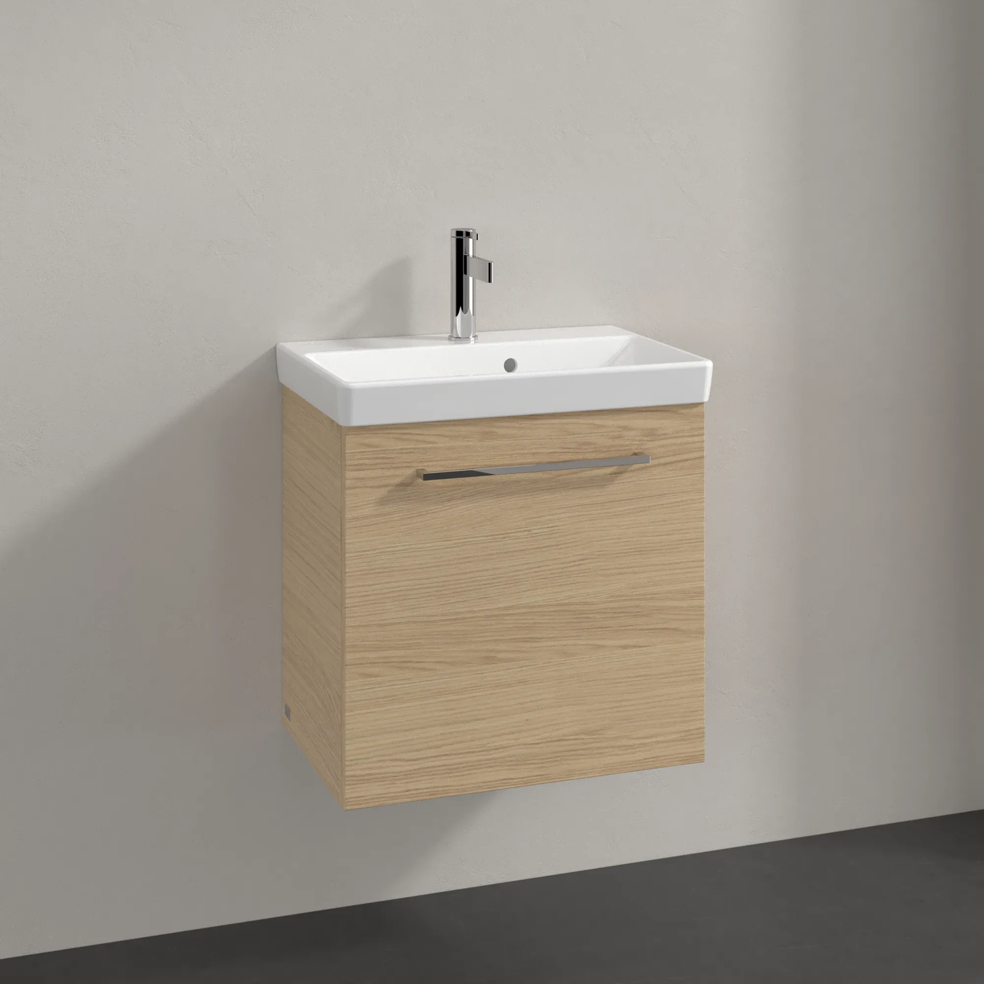 Villeroy & Boch Waschtischunterschrank mit Tür „Avento“ für Schrankwaschtisch 530 × 514 × 352 mm Nordic Oak, Anschlag rechts, Soft Closing, 1 Tür