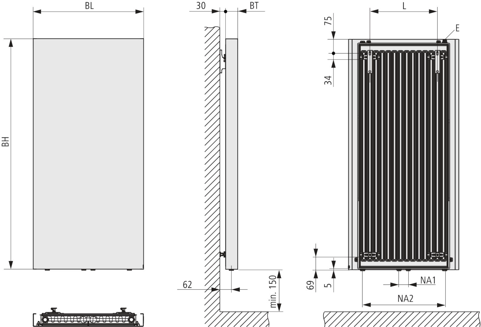 Kermi Design-Elektroheizkörper „Rubeo“ in Graphit Metallic