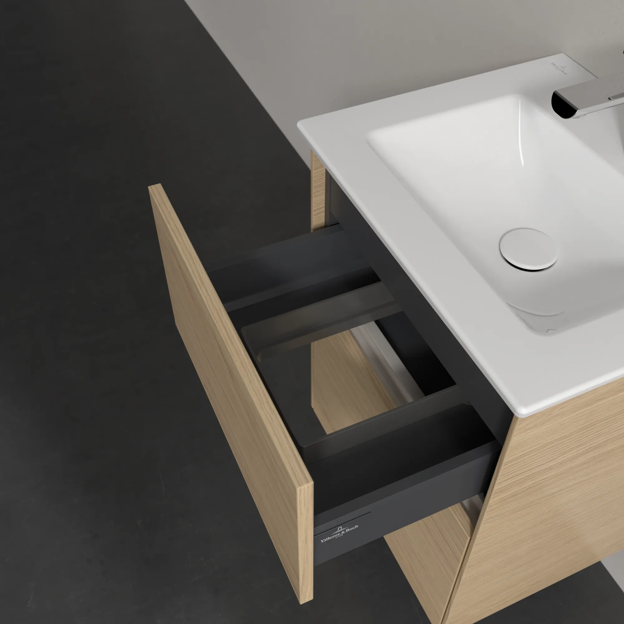 Villeroy & Boch Waschtischunterschrank „Collaro“ 472 × 610 × 404 mm Nordic Oak, mit Beleuchtung, für Becken mittig