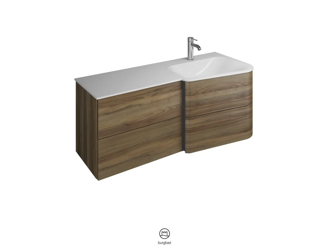 burgbad Badmöbelset „Badu“ Griffleiste, Schwarz, in Veloursgrau Softmatt burgbad Badmöbelset „Badu“ Griffleiste, Schwarz, in Veloursgrau Softmatt