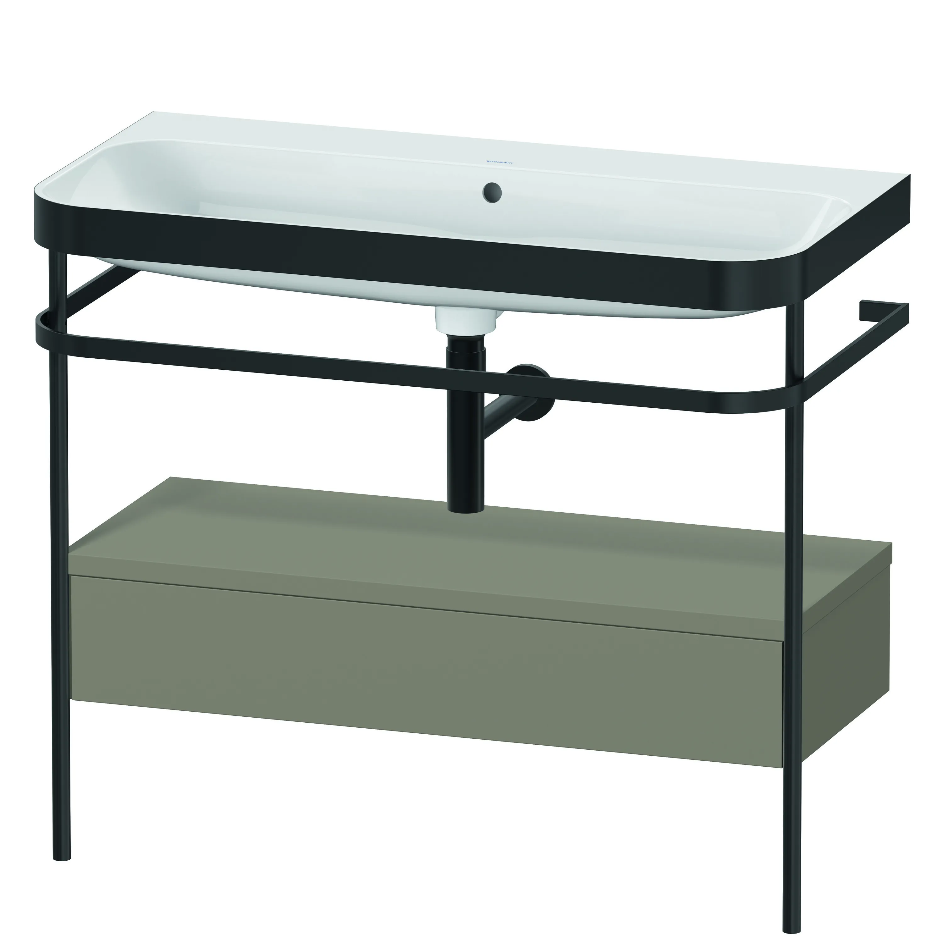 Duravit Waschtischunterschrank mit Metallkonsole „Happy D.2 Plus“ 97,5 × 85 × 49 cm Steingrau Seidenmatt