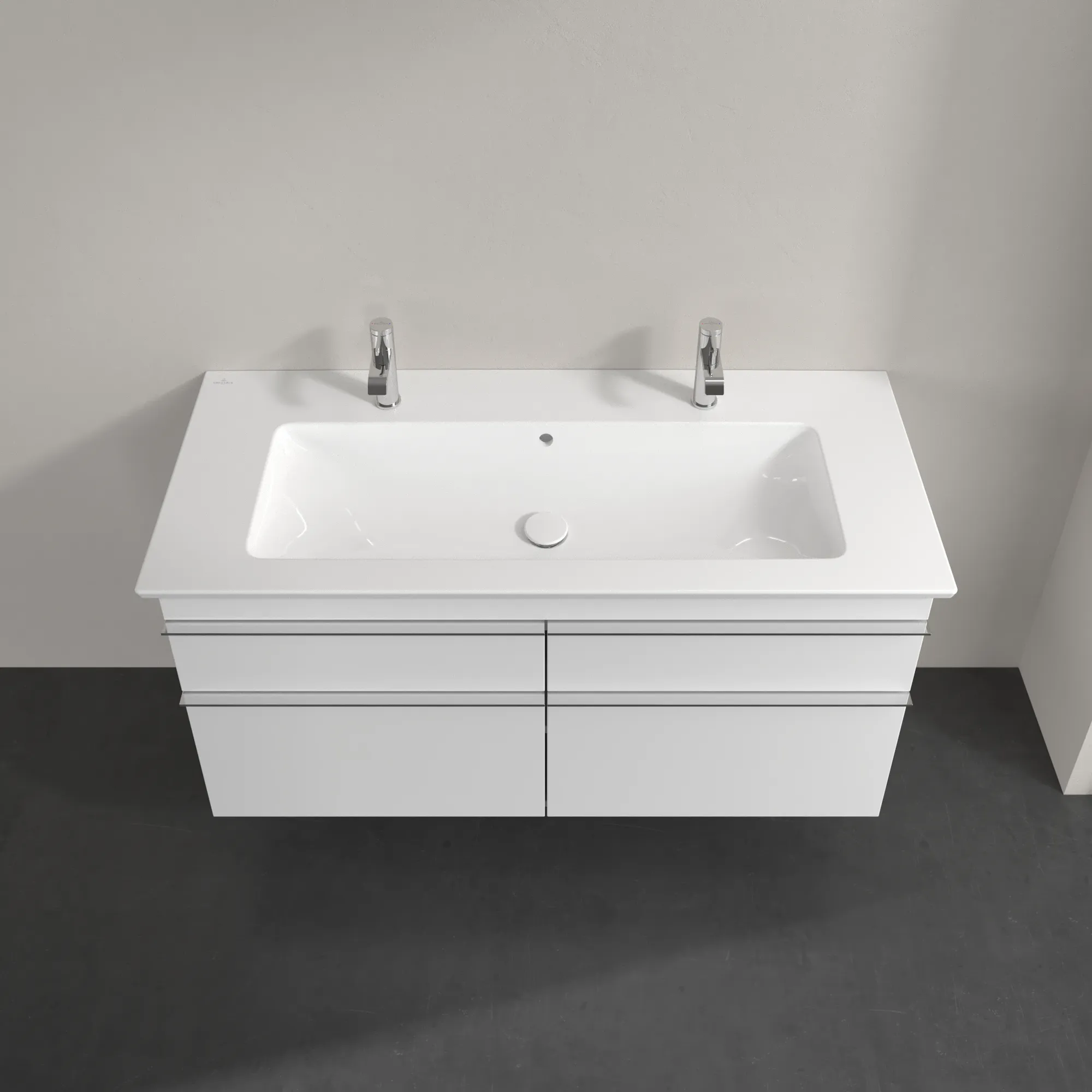 Villeroy & Boch Waschtischunterschrank „Venticello“ für Schrank-Doppelwaschtisch 1153 × 590 × 502 mm Glossy White, für Becken mittig Villeroy & Boch Waschtischunterschrank „Venticello“ für Schrank-Doppelwaschtisch 1153 × 590 × 502 mm Glossy White, für Becken mittig