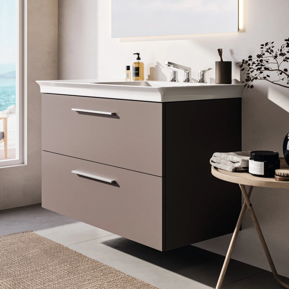 Ideal Standard Möbelwaschtischunterschrank i.life B 2 Auszüge Siphon rechts 1000x505x630mm CarbongrauMatt Ideal Standard Möbelwaschtischunterschrank i.life B 2 Auszüge Siphon rechts 1000x505x630mm CarbongrauMatt