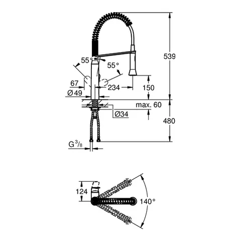 Grohe Einhand-Spültischbatterie K7, herausziehbare SpeedClean Profibrause, 539 mm in supersteel Grohe Einhand-Spültischbatterie K7, herausziehbare SpeedClean Profibrause, 539 mm in supersteel