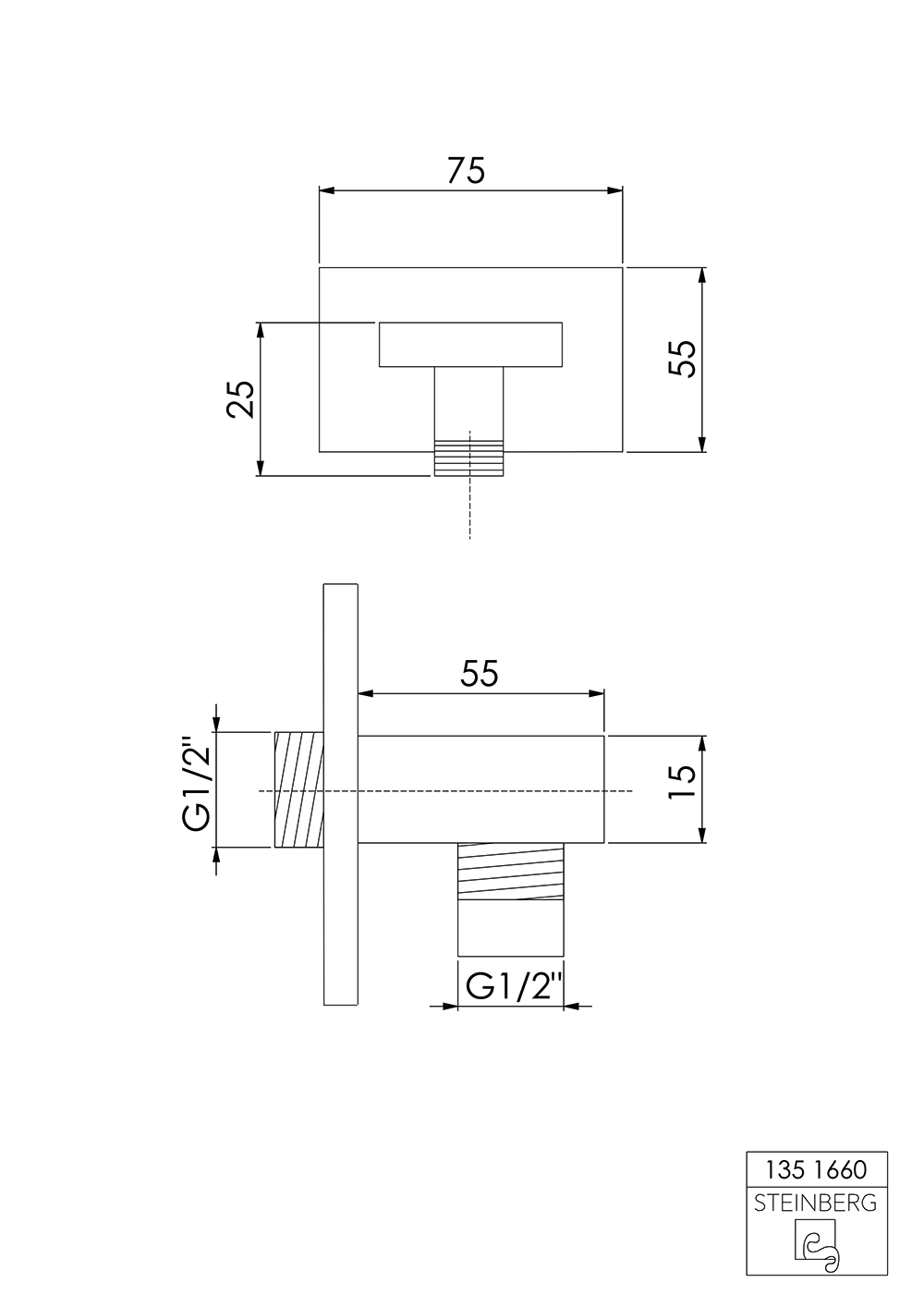 Serie 135 Brauseanschlussbogen 1/2, chrom Serie 135 Brauseanschlussbogen 1/2, chrom