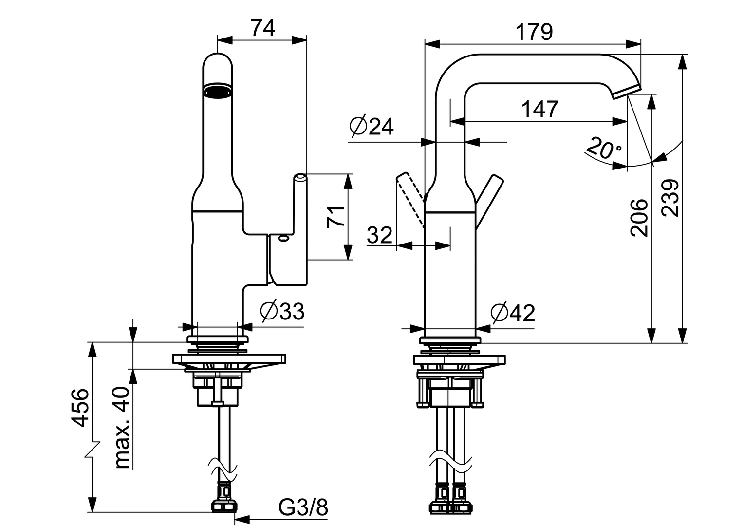 Einhand-Waschtischarmatur „Vantis Style“ Ausladung 147 mm in Matt-Schwarz Einhand-Waschtischarmatur „Vantis Style“ Ausladung 147 mm in Matt-Schwarz