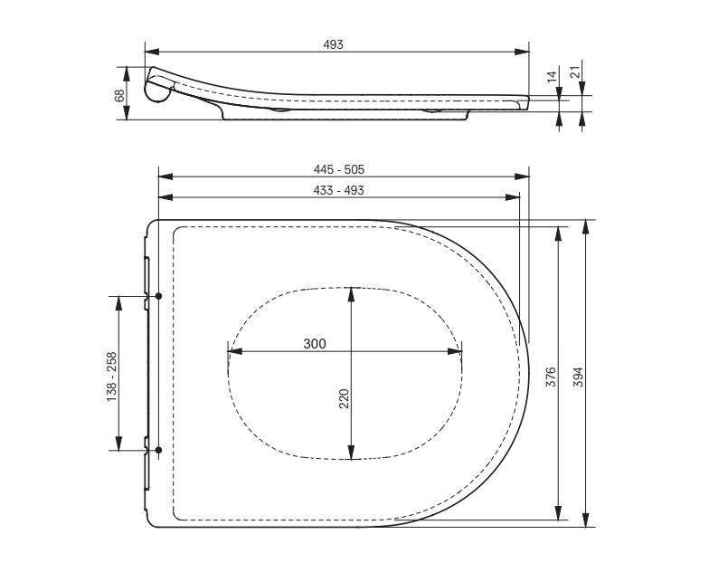 Toto WC-Sitz extra flach 394 × 493 × 68 mm