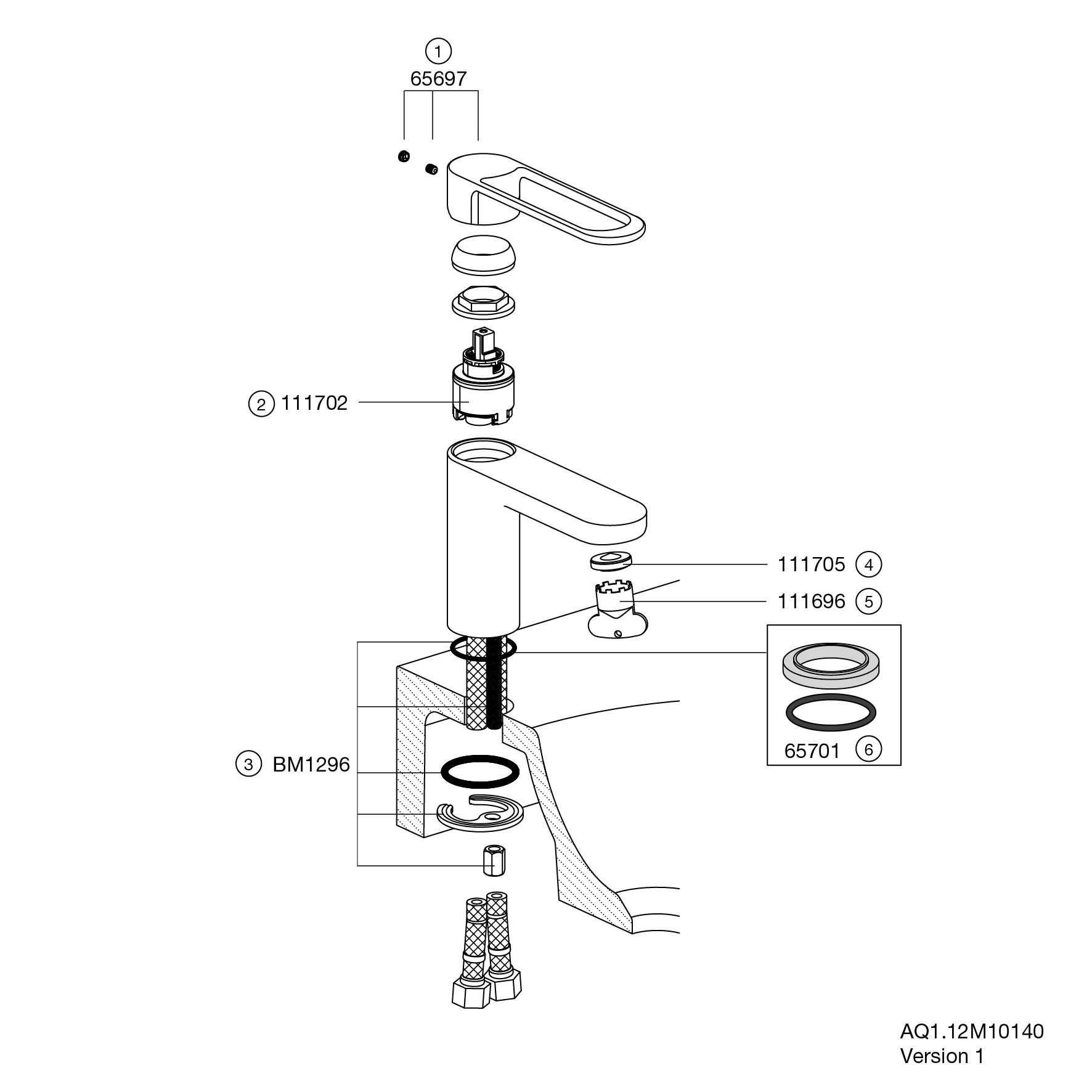 Einhand-Waschtischmischer „System-Armaturen“ Ausladung 160 mm