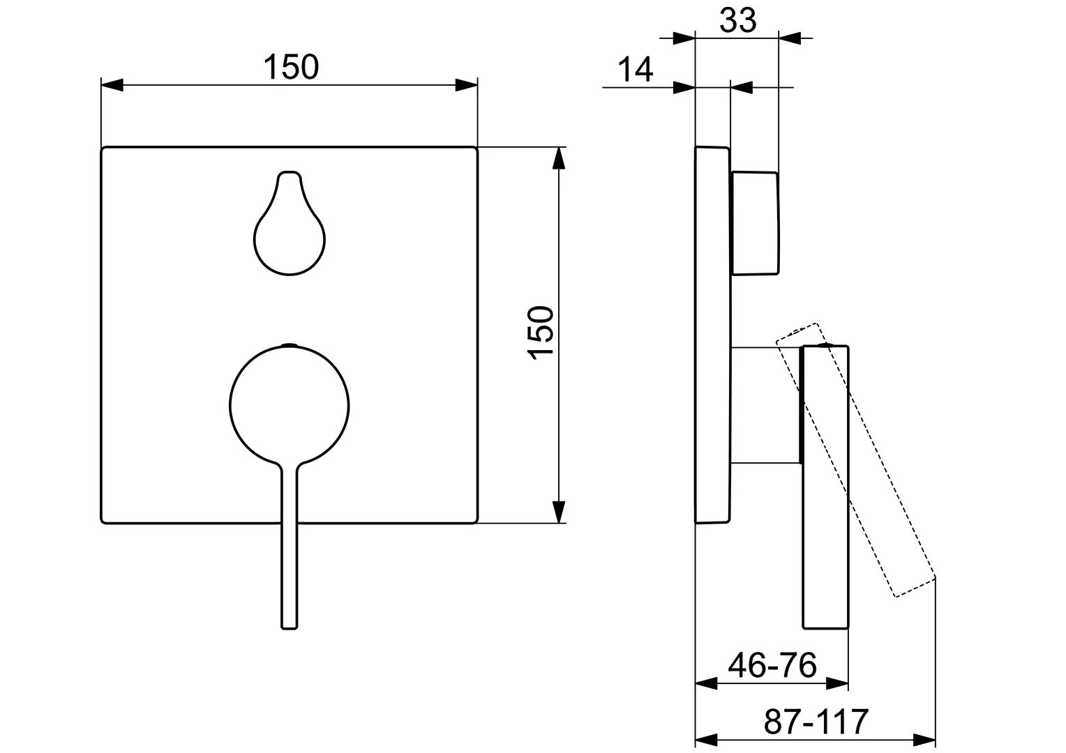 HansaLOFT Wannen- und Brausearmatur HansaLOFT 8760 Rosette eckig mit Sicherungseinrichtung Chrom