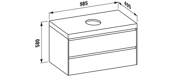 Waschtischunterbau+Waschtischplatte (MODULAR SYSTEM) LANI 495x985x580 mit Ausschnitt mittig Abdeckplatte 65 mm (Farbe: .260 weiß matt), mit 2 Schubladen integrierter Griffleiste Vollauszug und Soft-Close weiß matt Waschtischunterbau+Waschtischplatte (MODULAR SYSTEM) LANI 495x985x580 mit Ausschnitt mittig Abdeckplatte 65 mm (Farbe: .260 weiß matt), mit 2 Schubladen integrierter Griffleiste Vollauszug und Soft-Close weiß matt