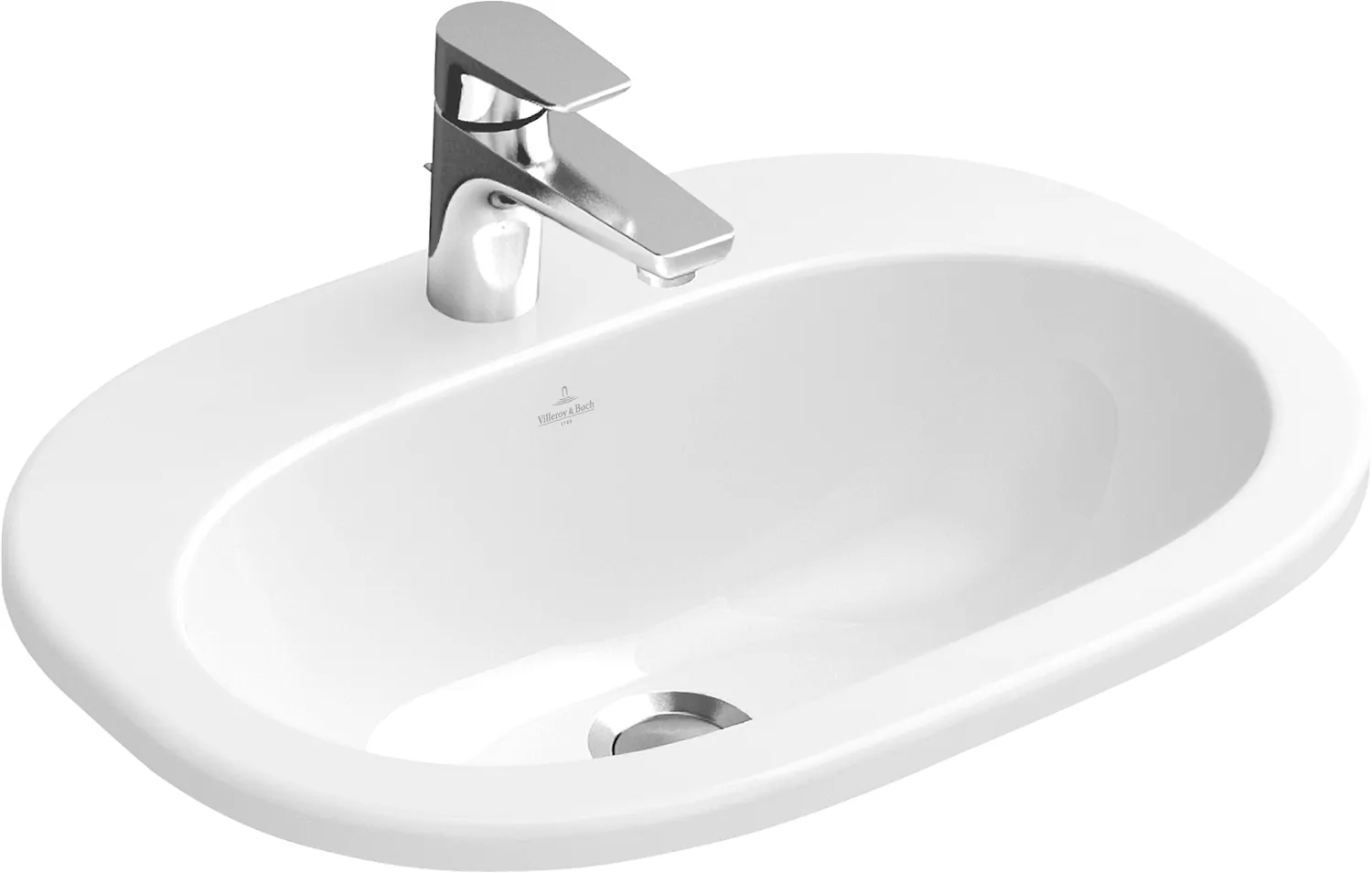 Villeroy & Boch Einbauwaschtisch „O.novo“ mit 1×1 Hahnlochbohrung, 560 × 405 × 200 mm, mit Hahnlochbohrung, Hahnlochposition mittig in Weiß Alpin Villeroy & Boch Einbauwaschtisch „O.novo“ mit 1×1 Hahnlochbohrung, 560 × 405 × 200 mm, mit Hahnlochbohrung, Hahnlochposition mittig in Weiß Alpin