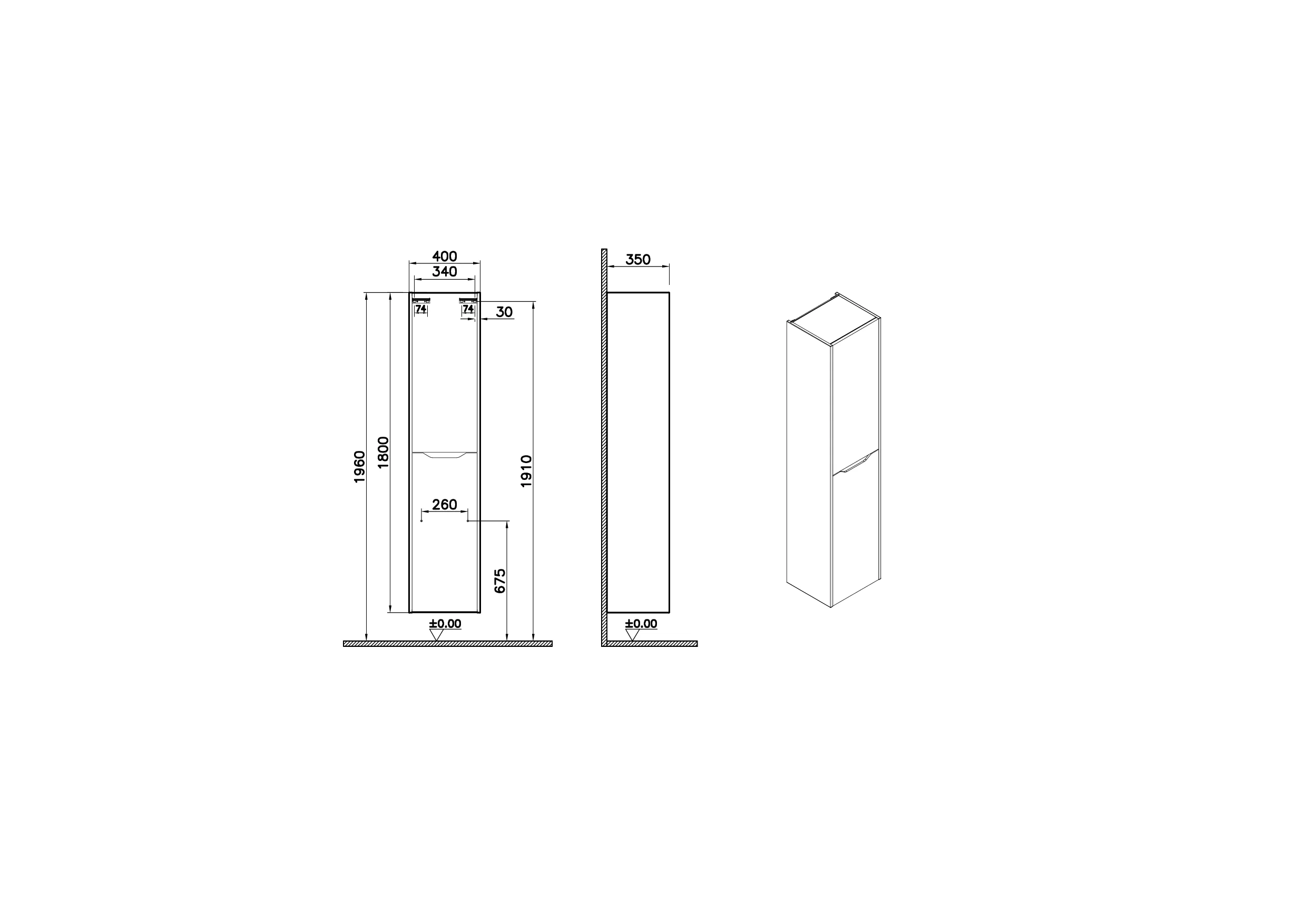 New Integra Square Hochschrank mit 2 Türen 40 x 35 x 180 cm (BxTxH) Türanschlag rechts Grün Matt