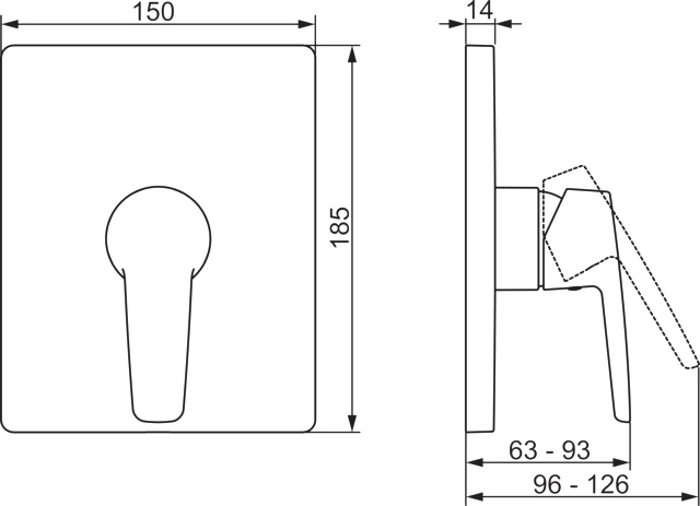HA Einhebelmischer Fertigmontageset für Brausebatterie HANSAPOLO 8061 Rosette eckig Chrom