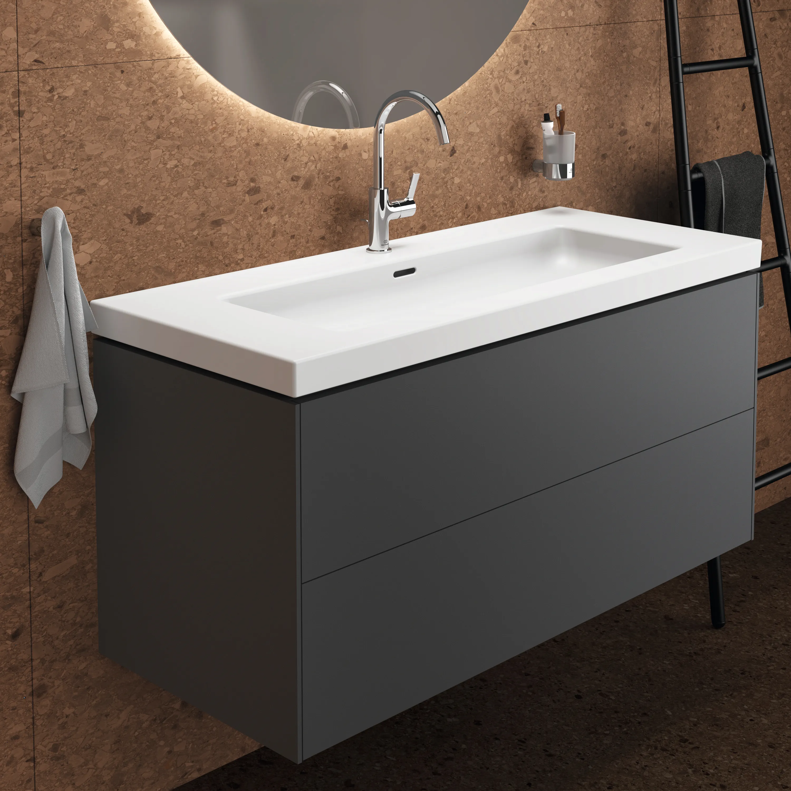 Waschbecken „Extra“ 121 × 51 × 15 cm, Hahnlochposition mittig in Seidenweiß Waschbecken „Extra“ 121 × 51 × 15 cm, Hahnlochposition mittig in Seidenweiß