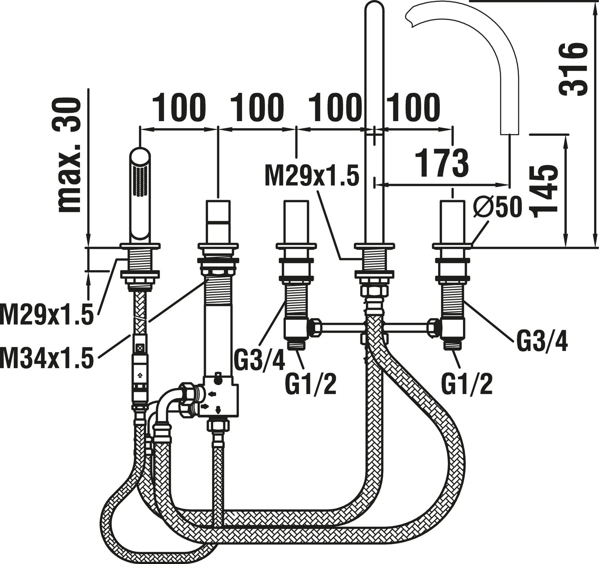 Laufen KARTELL Laufen 5-Loch Wannenfüllkombination Festauslauf chrom Laufen KARTELL Laufen 5-Loch Wannenfüllkombination Festauslauf chrom