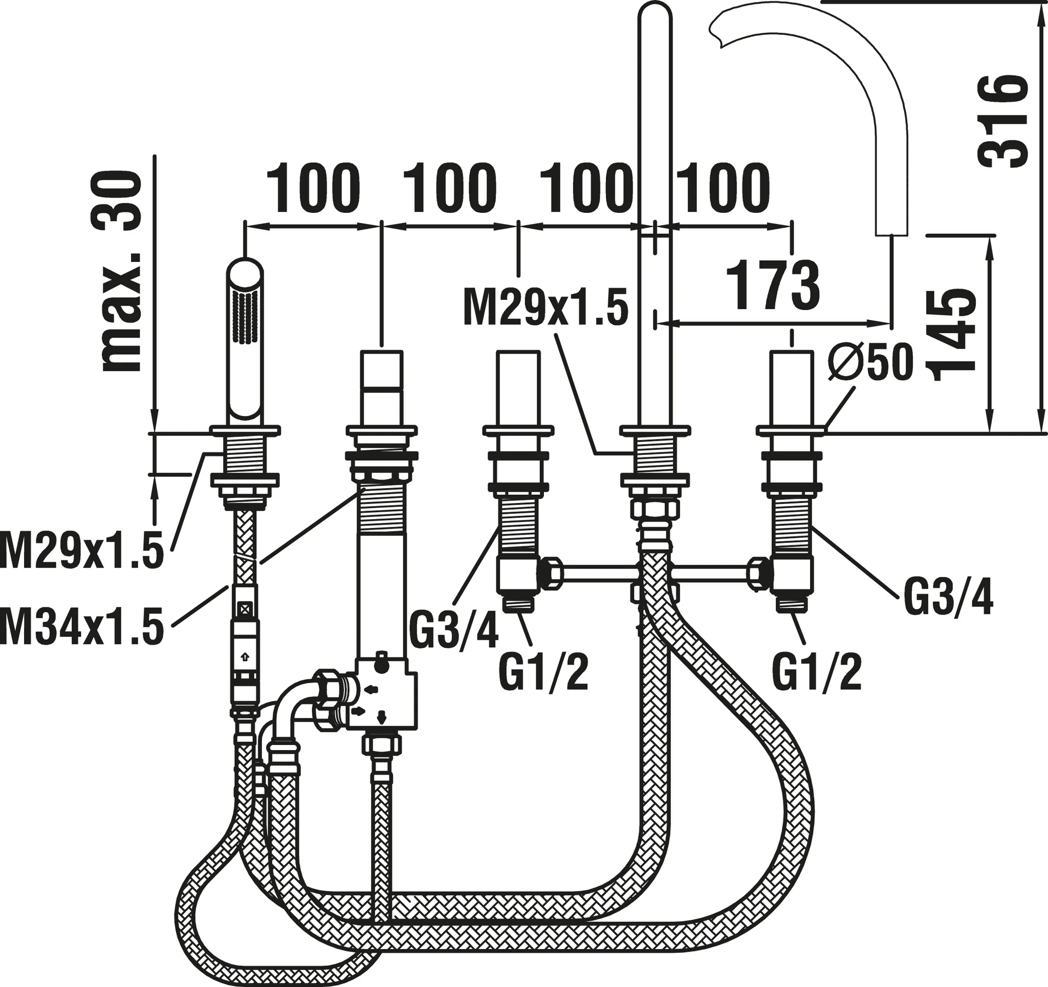Laufen KARTELL Laufen 5-Loch Wannenfüllkombination Festauslauf chrom Laufen KARTELL Laufen 5-Loch Wannenfüllkombination Festauslauf chrom