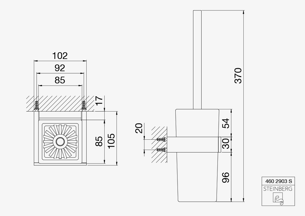 Serie 460 Bürstengarnitur mit Glas Serie 460 Bürstengarnitur mit Glas