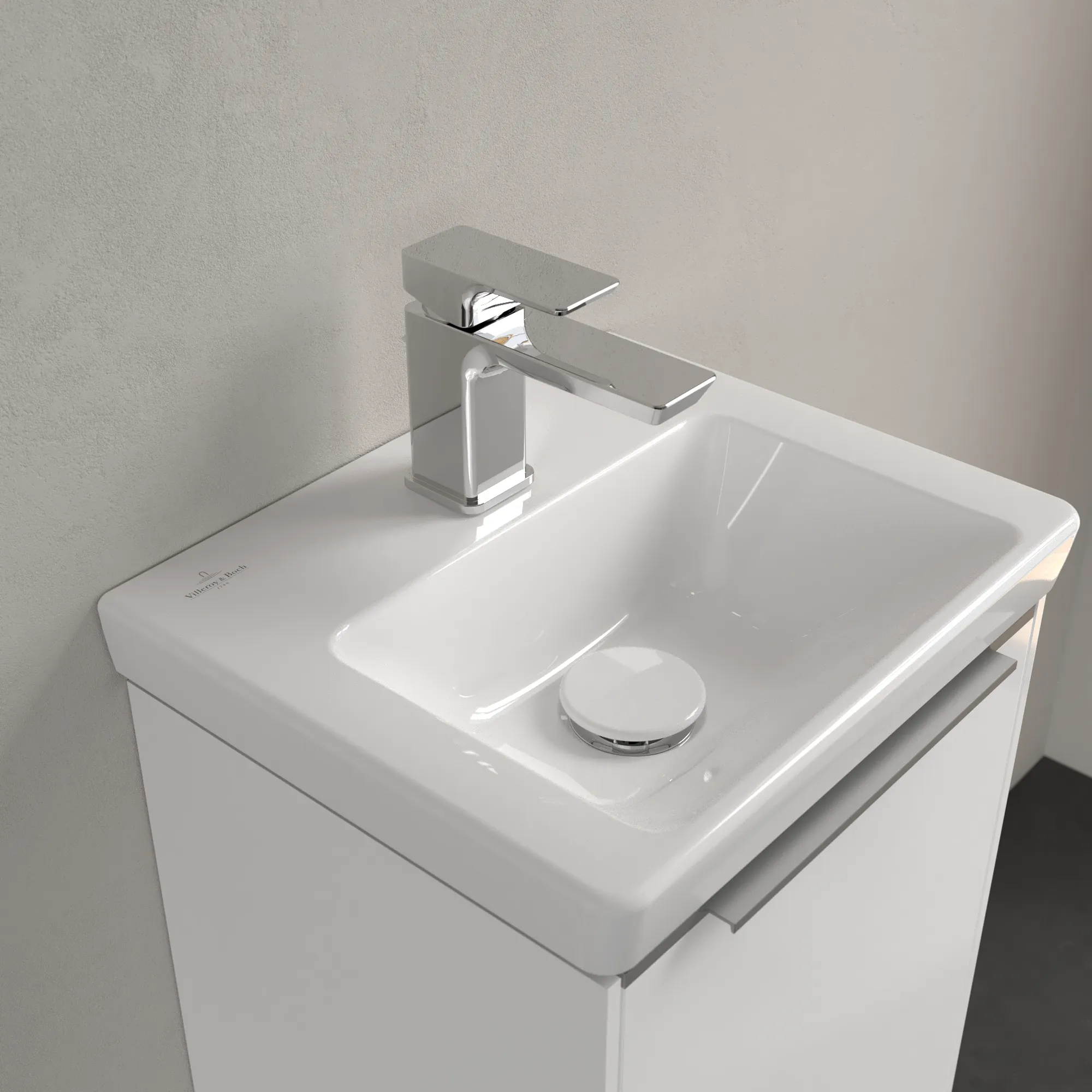 Villeroy & Boch Handwaschbecken „Subway 3.0“ 370 × 305 × 130 mm, ohne Hahnlochbohrung, Hahnlochposition mittig in Weiß Alpin Villeroy & Boch Handwaschbecken „Subway 3.0“ 370 × 305 × 130 mm, ohne Hahnlochbohrung, Hahnlochposition mittig in Weiß Alpin