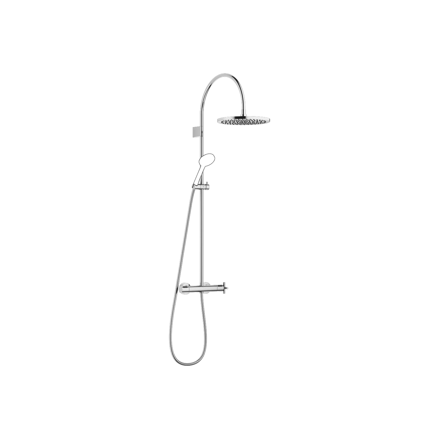 Dornbracht TARA Showerpipe mit Brause-Thermostat, Chrom, 300 mm, Höhe 964 mm bis Regenbrause, Anschluss 1/2"