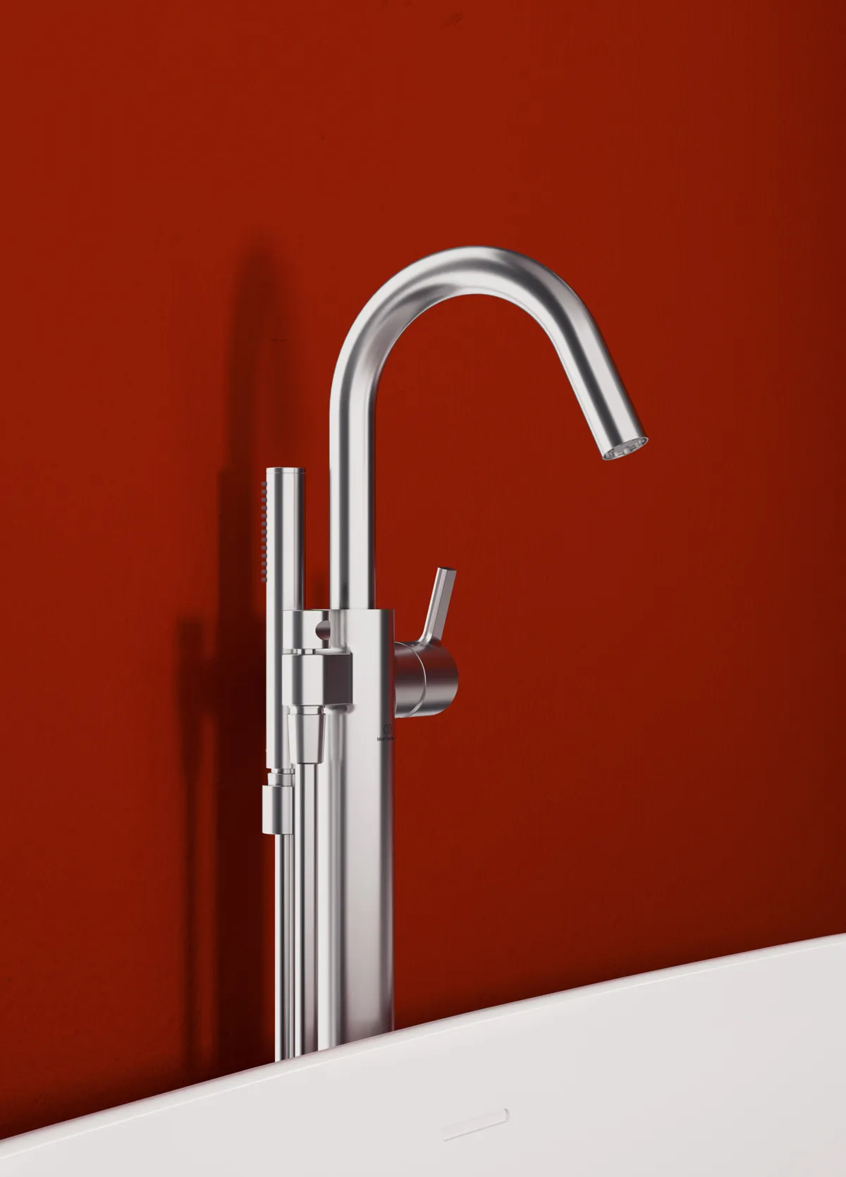 freistehende Badewannenarmatur Joy mit Stick-Handbrause Ausladung 190mm Brushed Gold freistehende Badewannenarmatur Joy mit Stick-Handbrause Ausladung 190mm Brushed Gold