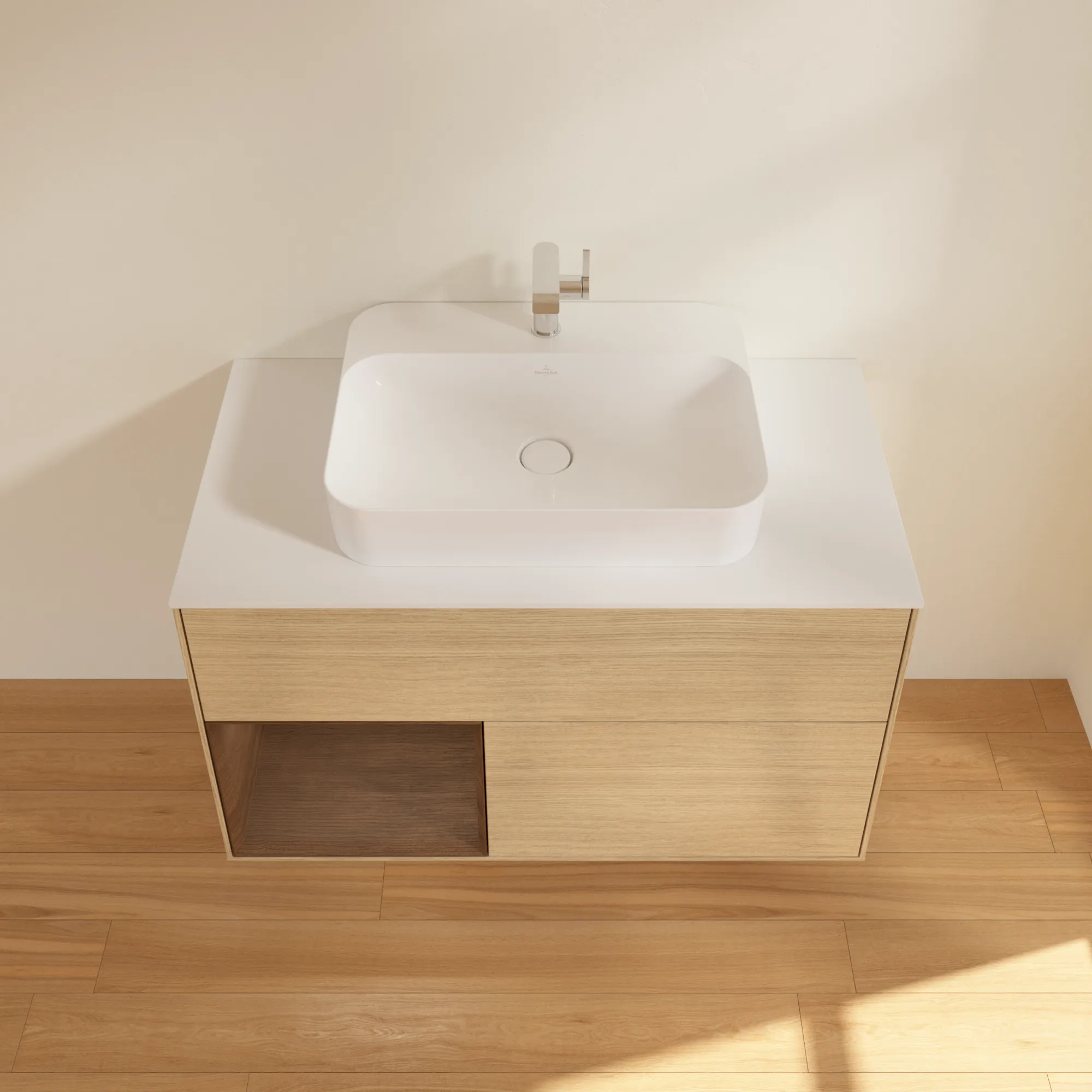 Villeroy & Boch Waschtischunterschrank „Finion“ für Schrankwaschtisch 1000 × 603 × 501 mm Oak Veneer, für Becken mittig