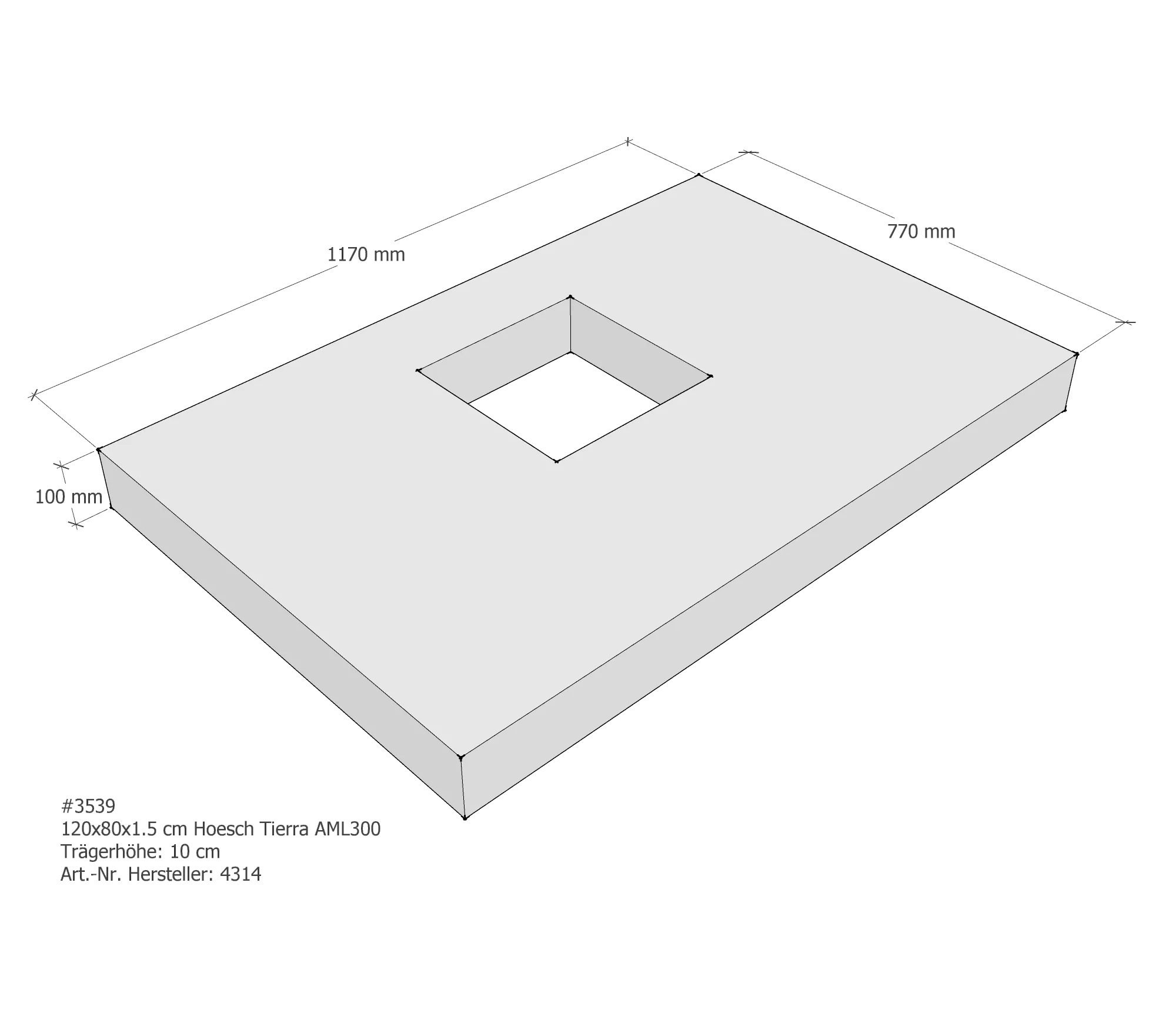 Duschwannenträger für Hoesch Tierra 120 × 80 × 1,5 cm
