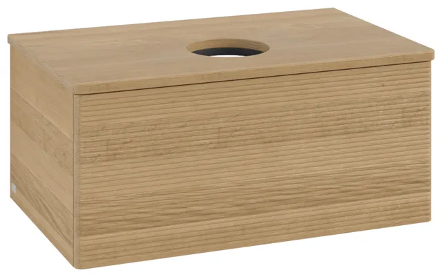 Villeroy & Boch Waschtischunterschrank „Antao“ 800 × 360 × 500 mm Honey Oak, für Becken mittig, mit Beleuchtung