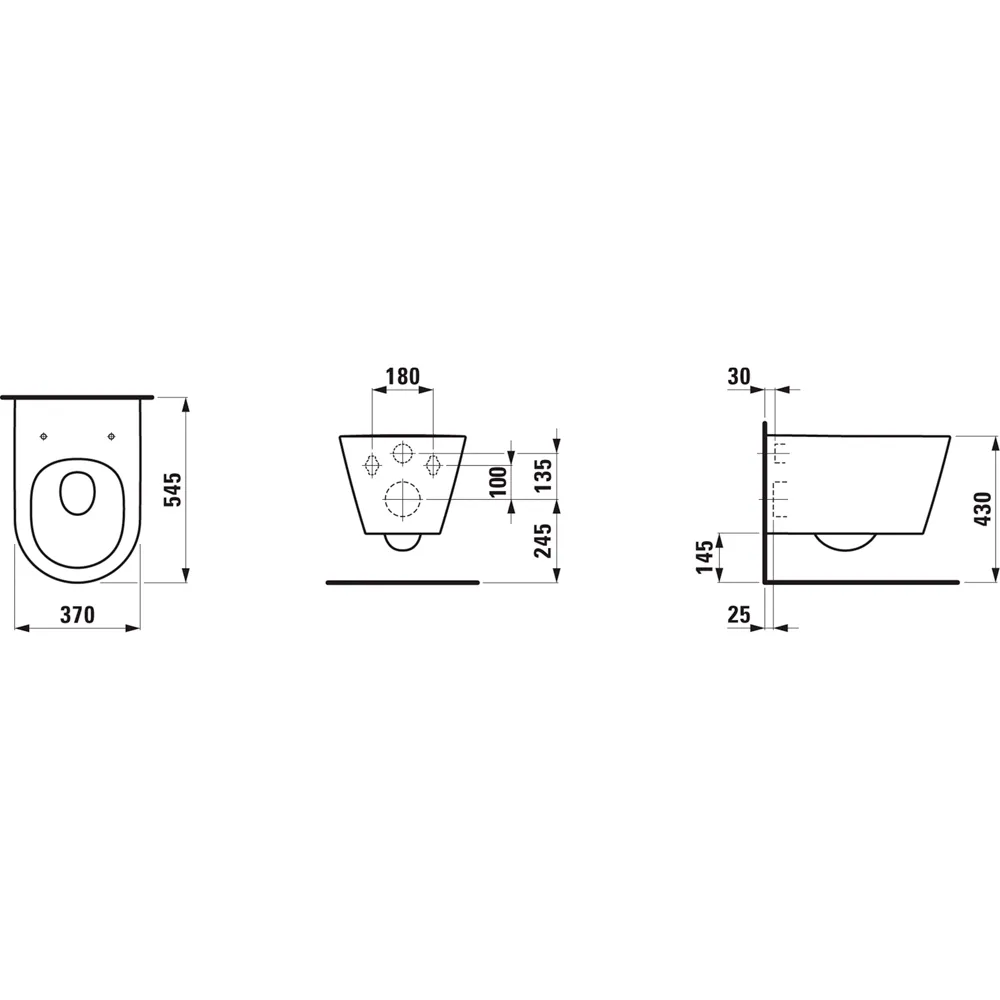 Tiefspül-WC mit Silent Flush wandhängend+Sitz Kartell Pack 545x370 spülrandlos verdeckte Befestigung, weiß, bestehend aus H8213310000001 Wand-WC und H8913330000001 WC-Sitz mit Absenkautomatik