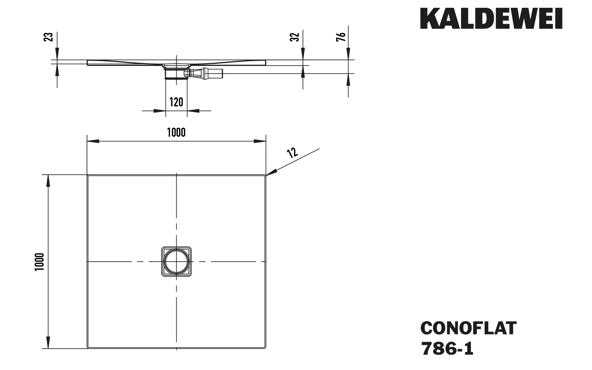 Kaldewei CONOFLAT Duschfläche, alpinweiß, 1000x1000 mm, bodengleich, 23 mm tief Kaldewei CONOFLAT Duschfläche, alpinweiß, 1000x1000 mm, bodengleich, 23 mm tief