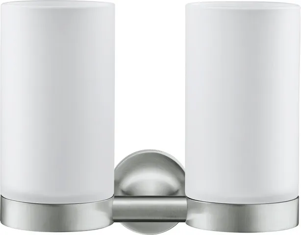 Doppelglashalter Starck T, Chrom inkl. Gläser Weiß matt Doppelglashalter Starck T, Chrom inkl. Gläser Weiß matt