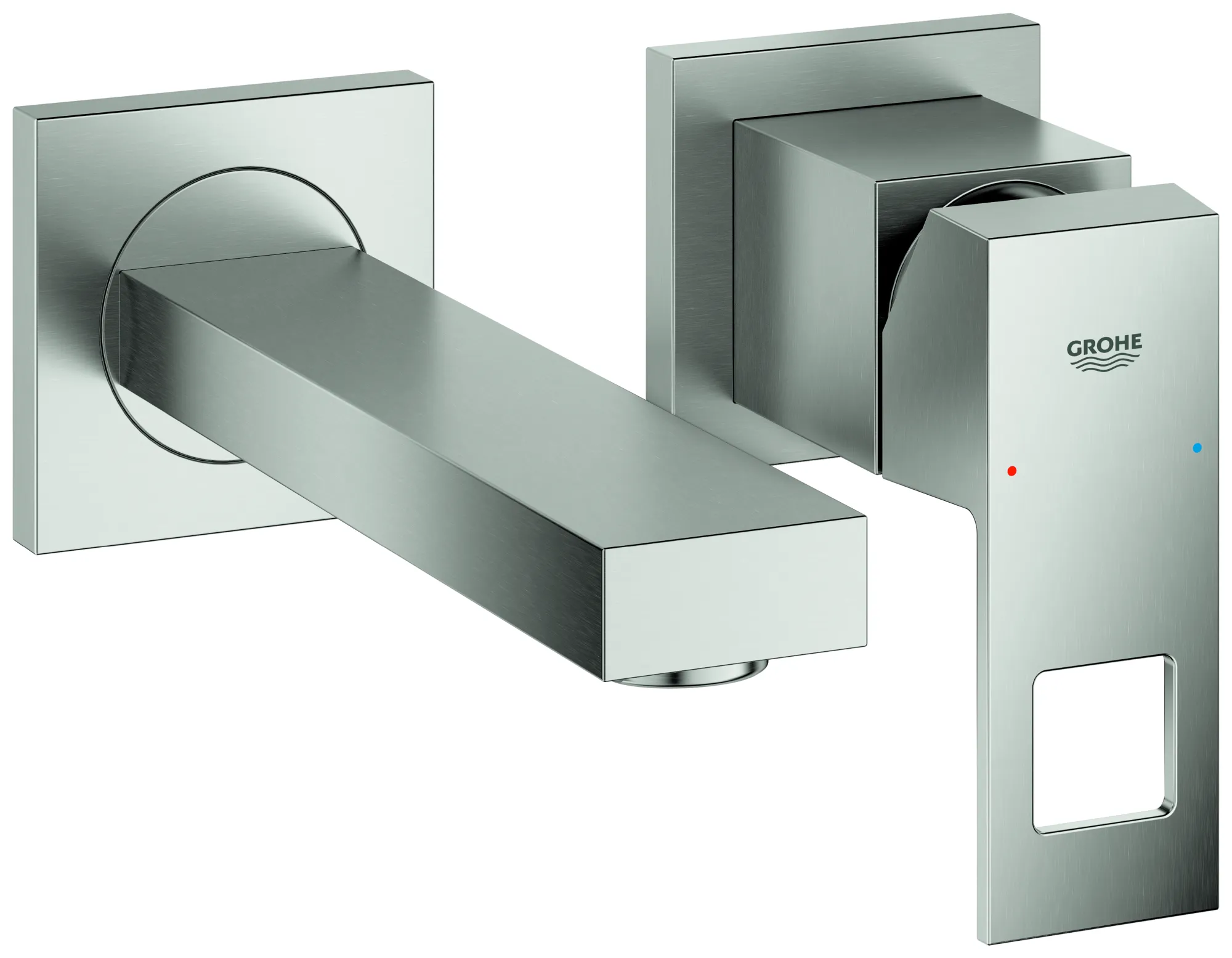 Grohe Eurocube 2-Loch-Waschtischbatterie, Wandmontage, supersteel Farbe: supersteel Grohe Eurocube 2-Loch-Waschtischbatterie, Wandmontage, supersteel Farbe: supersteel