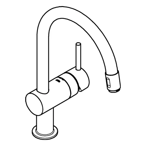 Grohe Minta Einhand-Spültischbatterie, ½ C-Auslauf, Einlochmontage, herausziehbarer Mousseurauslauf, chrom Grohe Minta Einhand-Spültischbatterie, ½ C-Auslauf, Einlochmontage, herausziehbarer Mousseurauslauf, chrom