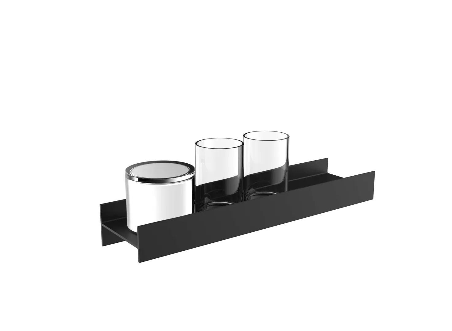 emco Dreifachhalter 2x Mundspülglas und Flüssigseifenspenderklar, schwarz S 85 emco Dreifachhalter 2x Mundspülglas und Flüssigseifenspenderklar, schwarz S 85