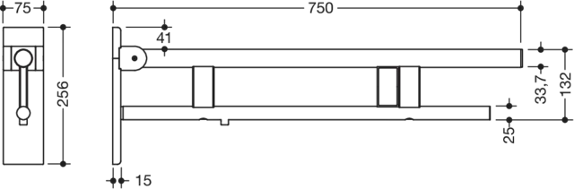 HEWI Toilettenstütze „System 900“, Befestigung verdeckt HEWI Toilettenstütze „System 900“, Befestigung verdeckt