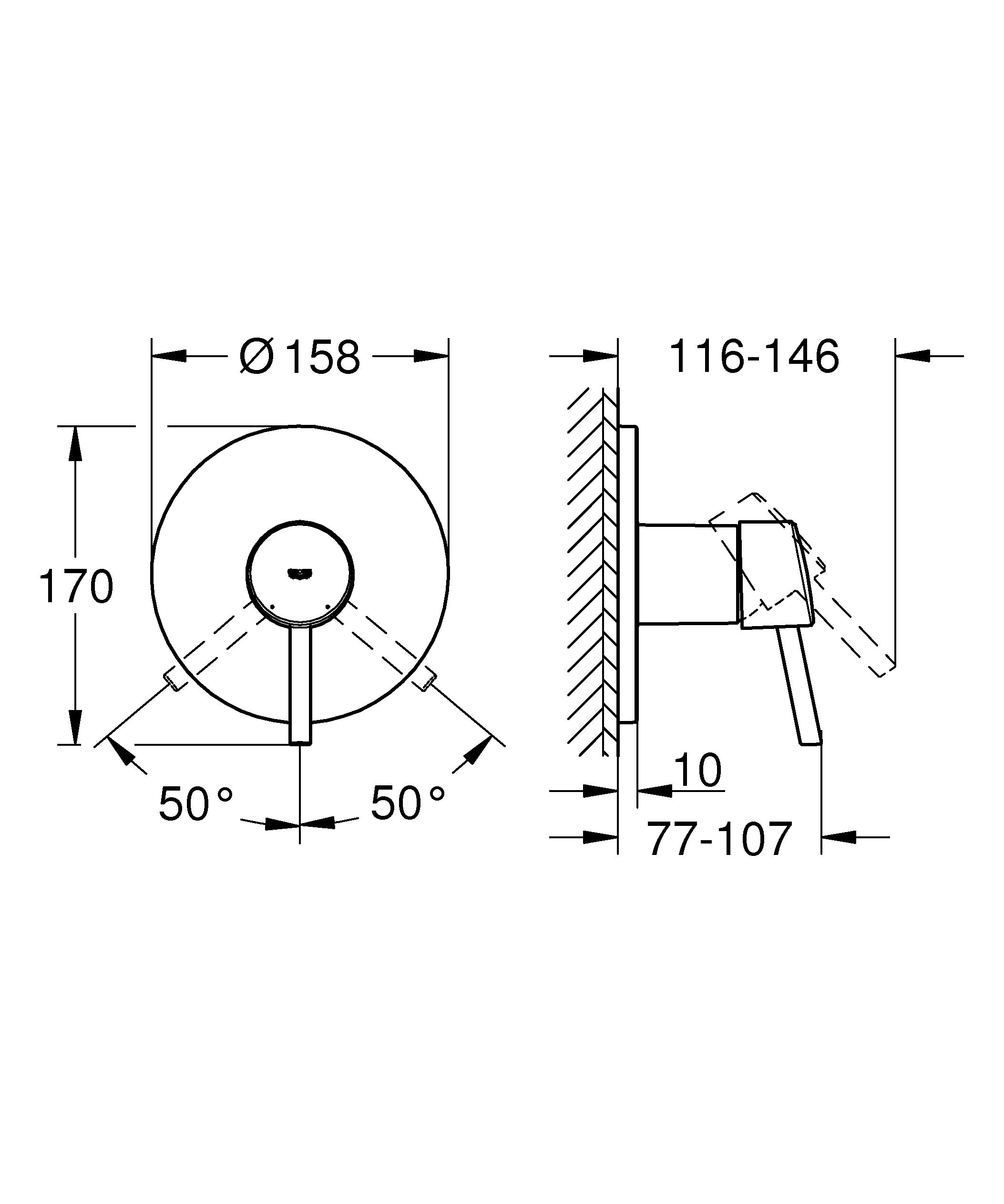 Einhand-Brausebatterie Concetto 24053_1, Fertigmontageset für Rapido SmartBox, chrom