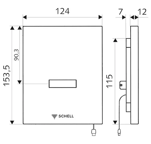 Urinalsteuerung EDITION E, Infrarot, Netzbetrieb, B 124 mm x H 153,5 mm x T 12 mm, Frontplatte chrom Urinalsteuerung EDITION E, Infrarot, Netzbetrieb, B 124 mm x H 153,5 mm x T 12 mm, Frontplatte chrom