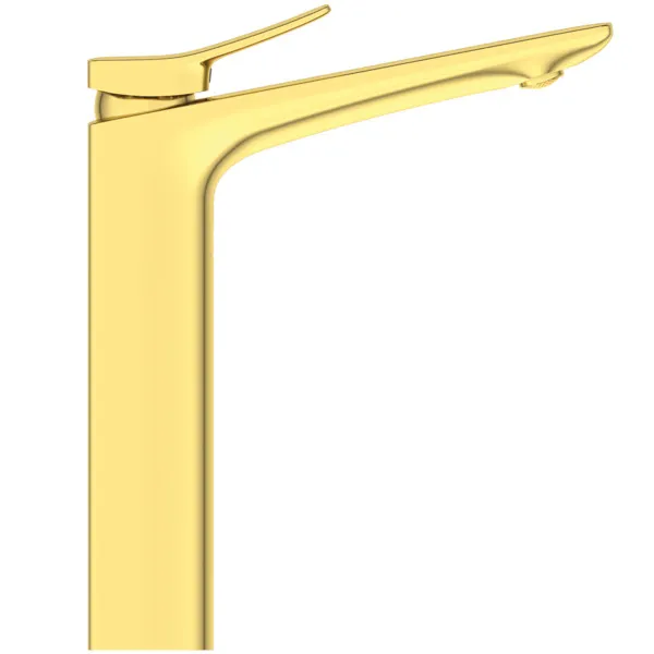 Waschtischarmatur Conca, mit verlängertem Sockel, ohne Ablaufgarnitur, Ausladung 150mm, Brushed Gold Waschtischarmatur Conca, mit verlängertem Sockel, ohne Ablaufgarnitur, Ausladung 150mm, Brushed Gold